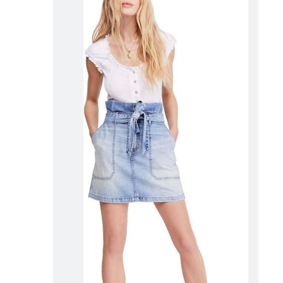Free People Splendor in the Grass High Rise Belted Denim Skirt, size 4 - Picture 1 of 7